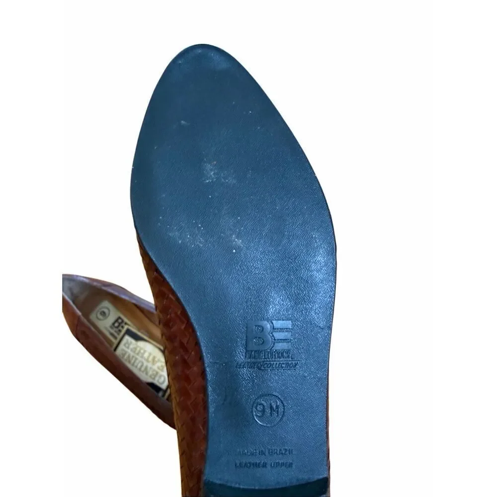 NWT Basic Editions Genuine Leather Almond Toe Flat Loafer Shoes Brown‎ Size 9M